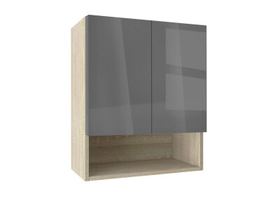 Горен модул с ниша и две врати Глосмакс 60P Сонома - Антрацит