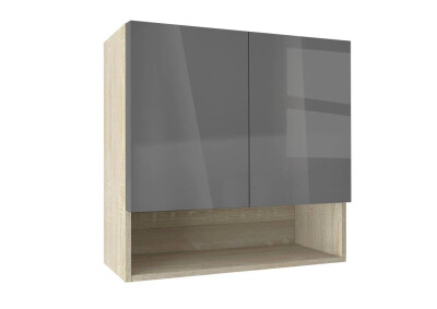 Горен модул с ниша и две врати Глосмакс 80P Сонома - Антрацит