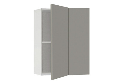 Горен модул ъглов с рафт Мат 61 Бял - Сив