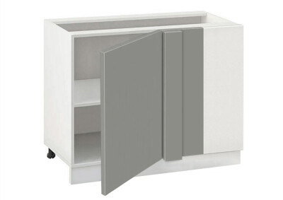 Долен модул ъглов с рафт Мат 1201 Бял - Сив