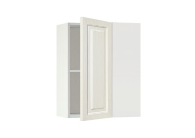 Горен модул ъглов с рафт Винтидж 61 Бял - Каймак