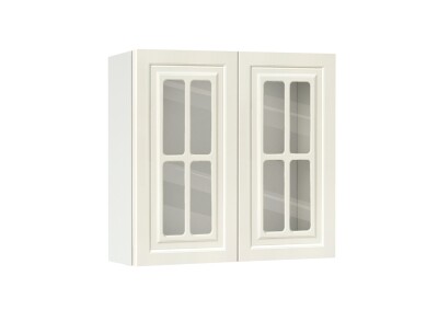 Горен модул с две витринни врати и рафт Винтидж 80 Бял - Каймак