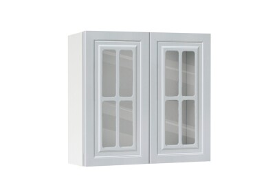 Горен модул с две витринни врати и рафт Винтидж 80 Бял - Грижио