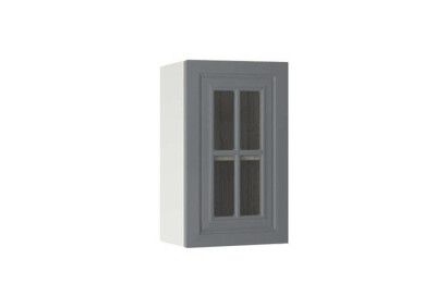 Горен модул с витринна врата и рафт Винтидж 4МВ Бял - Велвет