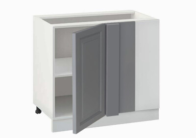 Долен модул ъглов с рафт Винтидж 1001 Бял - Велвет