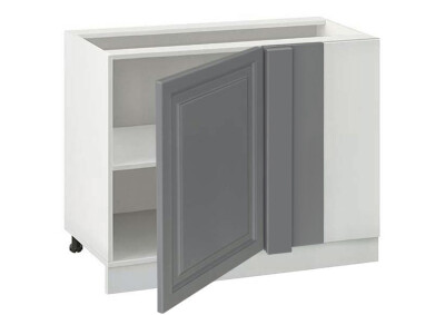 Долен модул ъглов с рафт Винтидж 1201 Бял - Велвет