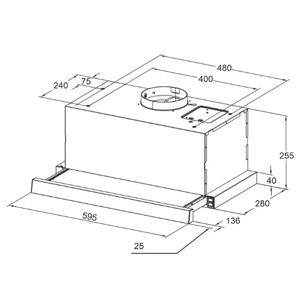 Абсорбатор за вграждане плъзгащ BLACK GLAS TOUCH