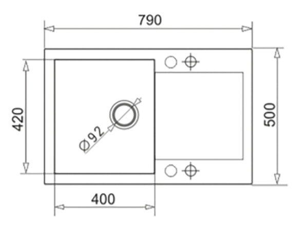 Мивка от гранит Mido (79x50) 1B 1D Мока
