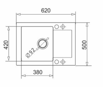 Мивка от гранит Mido (62x50) 1B 1D Черно