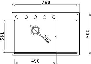 Мивка от гранит Camea (79x50) 1B 1D Графит