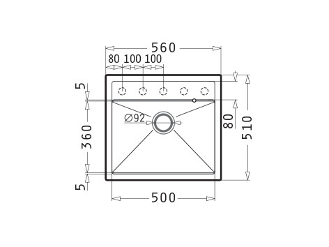 Мивка от гранит Ithaka (56×51) 1B Тъмно бежово