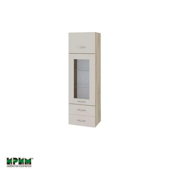 Горен модул с врата,витрина и две чекмеджета АРС-Сатен-101