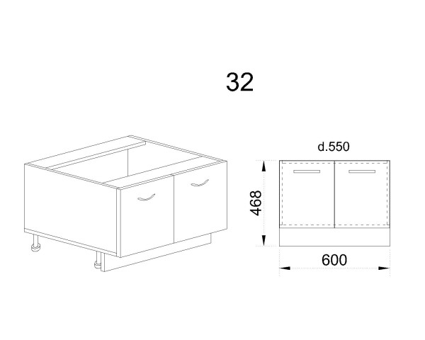 Долен модул шкаф за Раховец АРС-Сатен-32