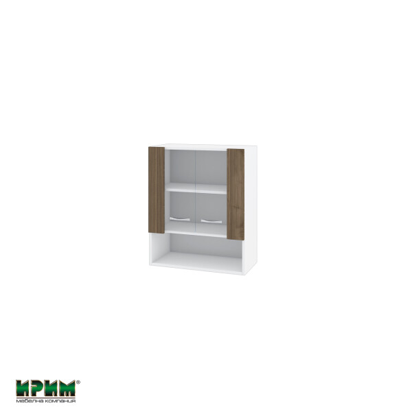 Горен модул с витринни врати и рафт БО-Орех адмирал-9