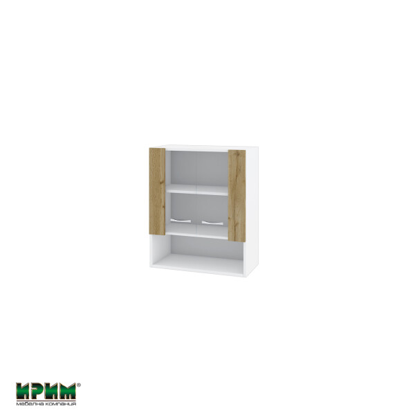 Горен модул с витринни врати и рафт БДД-Дъб дакота-9