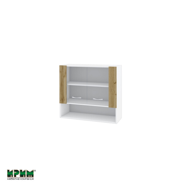 Горен модул с витринни врати и рафт БДД-Дъб дакота-10