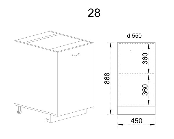 Долен модул с врата и рафт АРДА-Сонома арвен-28