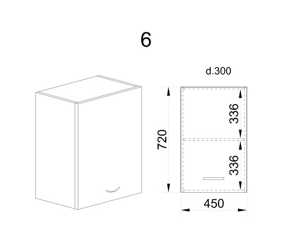 Горен модул с врата и рафт АРДД-Дъб дакота-6