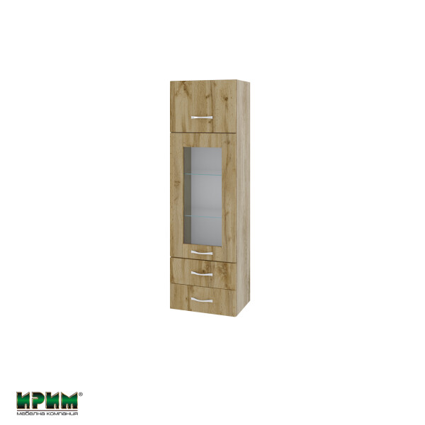 Горен модул с врата,витрина и две чекмеджета АРДД-Дъб дакота-101
