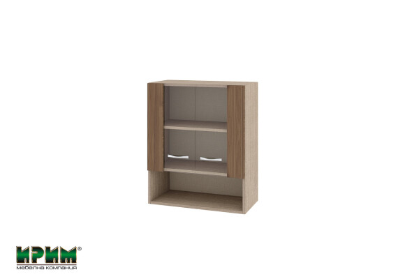 Горен модул с витринни врати и рафт МО-Орех адмирал-9