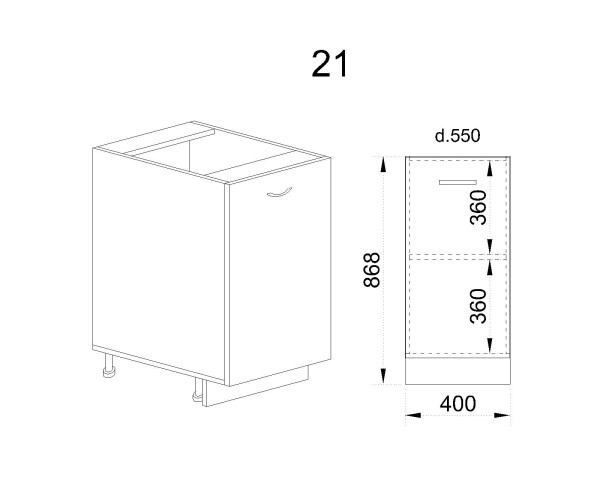 Долен модул с врата и рафт МО-Орех адмирал-21