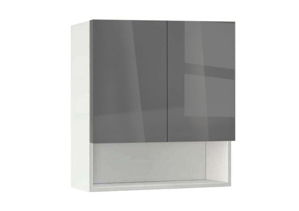 Горен модул с ниша и две врати Глосмакс 60P Бял - Антрацит