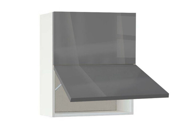 Горен модул с две хоризонтални врати Глосмакс 60Г Бял - Антрацит