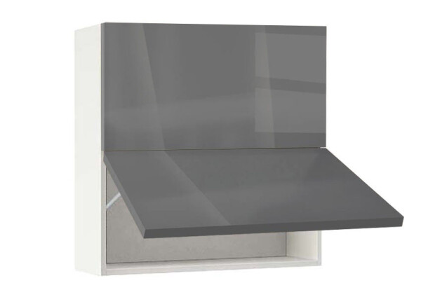 Горен модул с две хоризонтални врати Глосмакс 80Г Бял - Антрацит