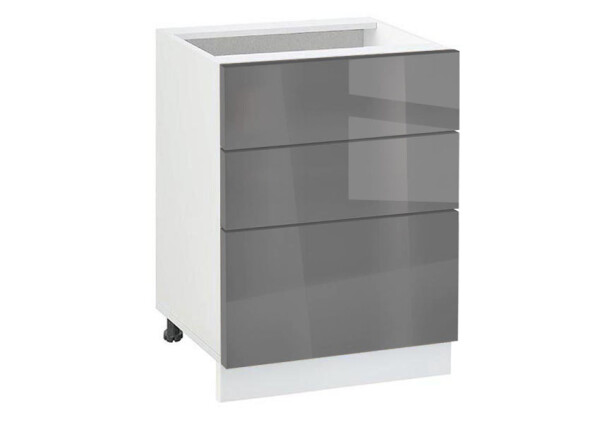 Долен модул с три чекмеджета Глосмакс 603 Бял - Антрацит