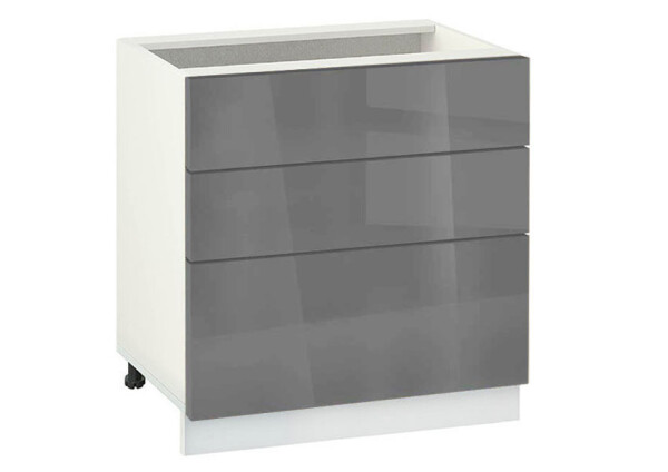 Долен модул с три чекмеджета Глосмакс 803 Бял - Антрацит