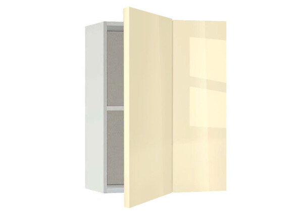 Горен модул ъглов с рафт Глосмакс 61 Бял - Айвъри
