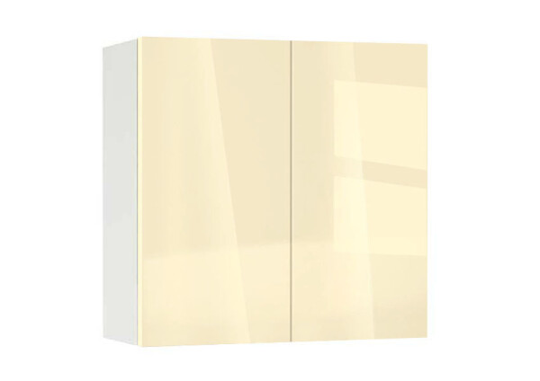 Горен модул с две врати и рафт Глосмакс 80 Бял - Айвъри