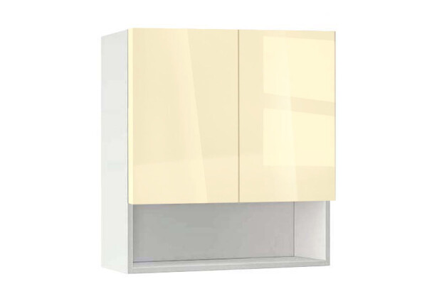 Горен модул с ниша и две врати Глосмакс 60P Бял - Айвъри