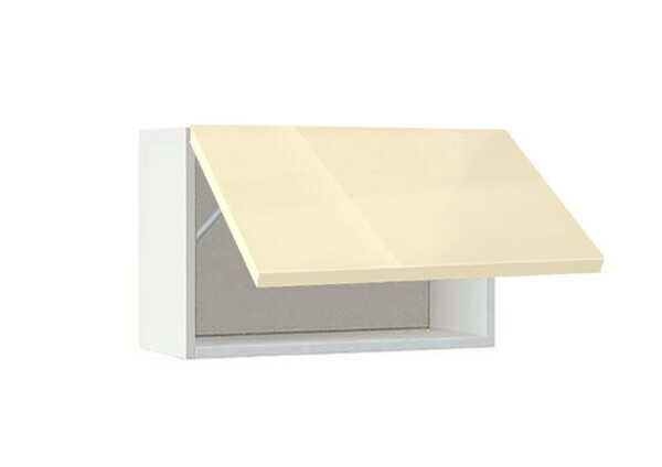 Горен модул с една хоризонтална врата Глосмакс 64Г Бял - Айвъри