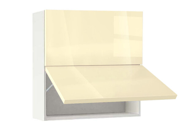 Горен модул с две хоризонтални врати Глосмакс 80Г Бял - Айвъри