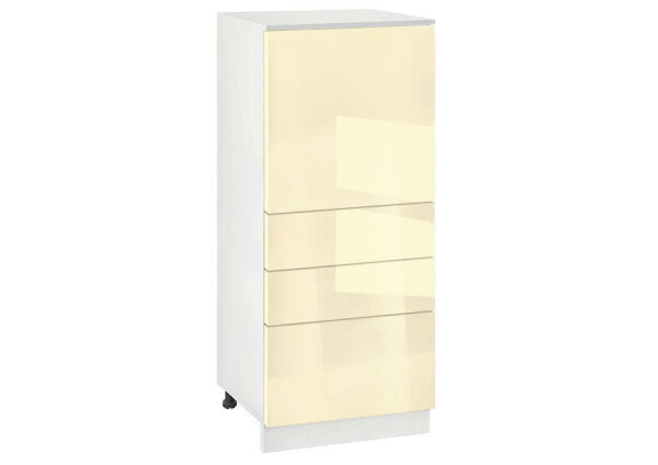 Долен модул с врата и три чекмеджета Глосмакс 600К Бял - Айвъри