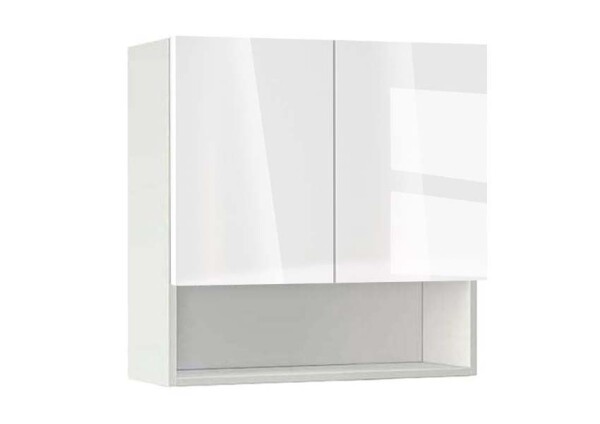 Горен модул с ниша и две врати Глосмакс 80P Бял - Алба