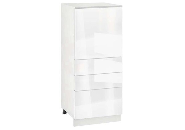 Долен модул с врата и три чекмеджета Глосмакс 600К Бял - Алба