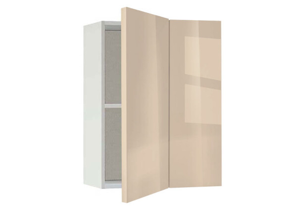 Горен модул ъглов с рафт Глосмакс 61 Бял - Визон