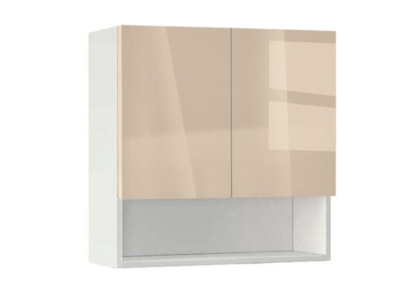Горен модул с ниша и две врати Глосмакс 80P Бял - Визон