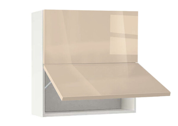 Горен модул с две хоризонтални врати Глосмакс 80Г Бял - Визон