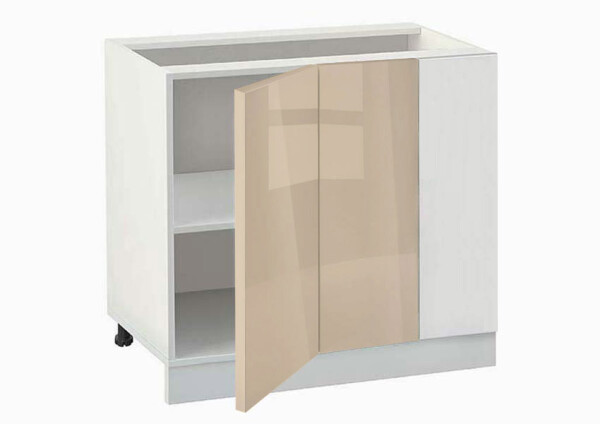 Долен модул ъглов с рафт Глосмакс 1001 Бял - Визон