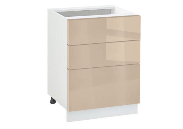 Долен модул с три чекмеджета Глосмакс 603 Бял - Визон