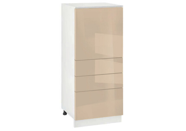 Долен модул с врата и три чекмеджета Глосмакс 600К Бял - Визон