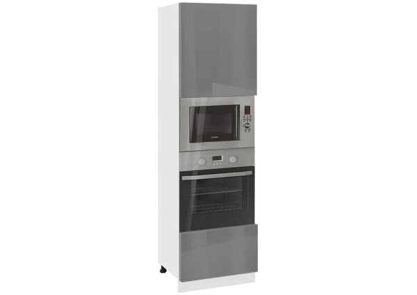 Колонен модул за фурна и микровълнова с врата и чекмеджете Глосмакс 622Ф Бял - Антрацит
