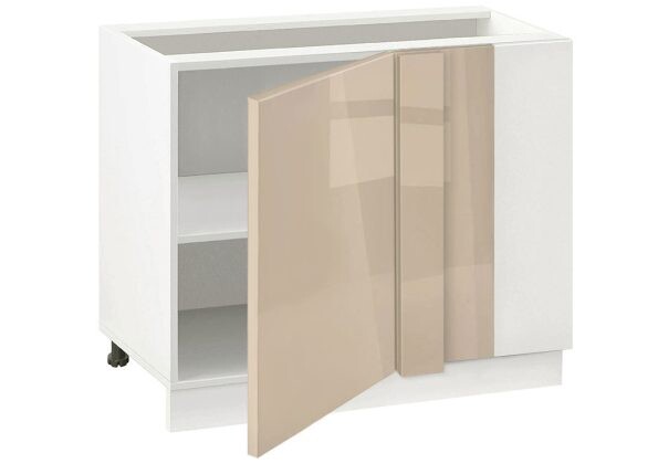 Долен модул ъглов с рафт Глосмакс 1201 Бял - Визон