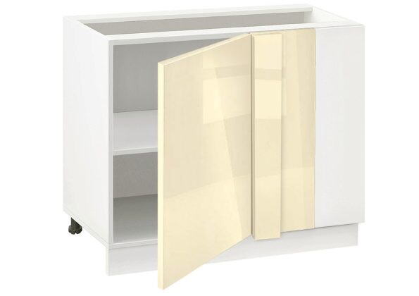 Долен модул ъглов с рафт Глосмакс 1201 Бял - Айвъри