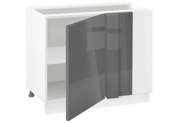 Долен модул ъглов с рафт Глосмакс 1201 Бял - Антрацит