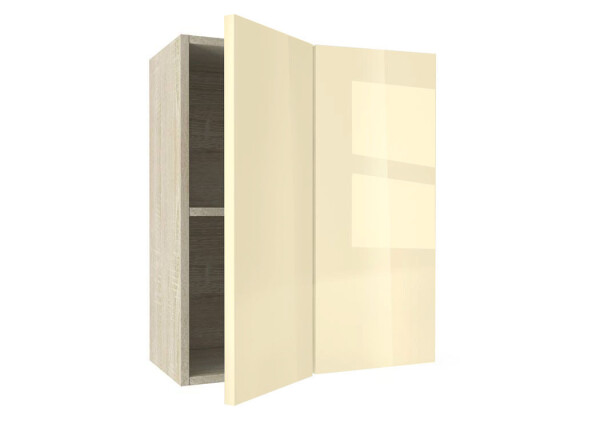 Горен модул ъглов с рафт Глосмакс 61 Сонома - Айвъри