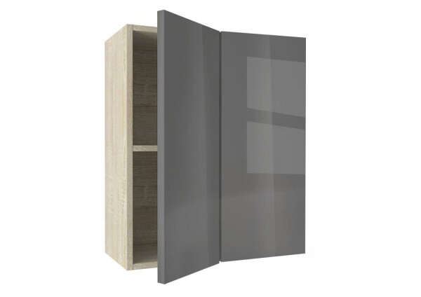 Горен модул ъглов с рафт Глосмакс 61 Сонома - Антрацит